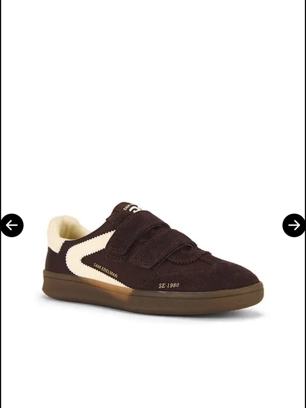 Sam Edelman Talia Brown & Cream Velcro Suede Sneaker